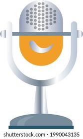 vintage microphone made of stainless steel and yellow 