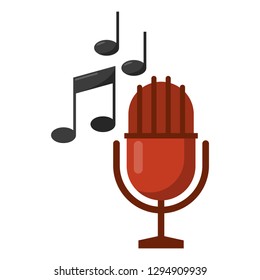 vintage microphone with music notes