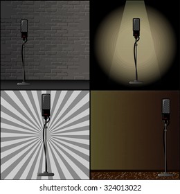 Vintage microphone on background