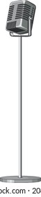 Vintage microphone on white background illustration