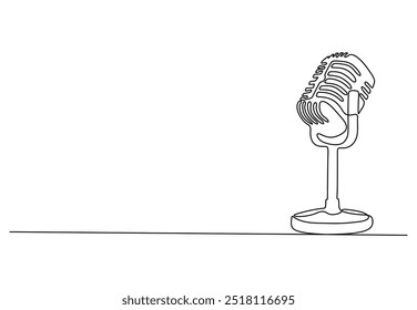 Vintage microphone in one continuous line drawing vector illustration