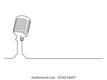 Micrófono de Antiguas en una Ilustración vectorial de dibujo de línea continua