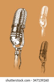 Vintage Microphone Set-Vectorized from my own Hand Drawn sketch