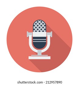 Vintage microphone. Single flat color icon. Vector illustration.