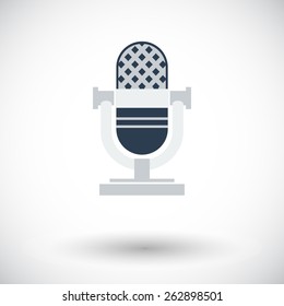 Vintage microphone. Single flat icon on white background. Vector illustration.