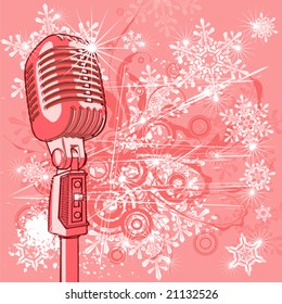 Vintage microphone & snowflakes