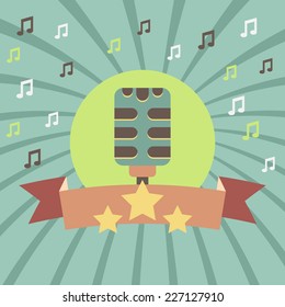 Vintage microphone vector emblem