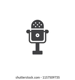 Vintage Microphone vector icon. filled flat sign for mobile concept and web design. Studio microphone simple solid icon. Symbol, logo illustration. Pixel perfect vector graphics