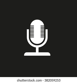 Vintage microphone. Vector icon white
