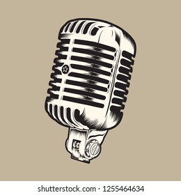 vintage microphone vector illustration, microphone logo