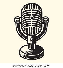 Vintage Microphone Vector Illustration for Retro Designs