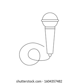 Vintage microphone vector line icon isolated on white background. Vintage microphone line icon for infographics, website or app. Continuous black art line in vector.