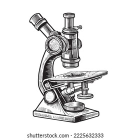 Esbozo dibujado a mano de microscopio vintage ilustrativo Vector.