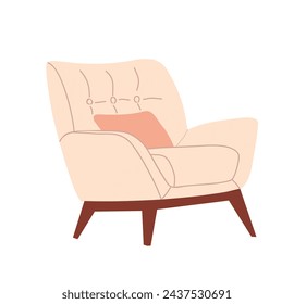 Vintage mid century modern armchair vector icon.