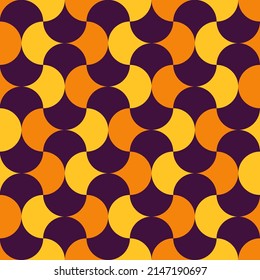 Vintage Mid Century Modern Seamless Pattern. Retro 70s nostalgic groovy vector background. Ogee mosaic Moroccan vector print for fabric, paper, textile, wallpaper