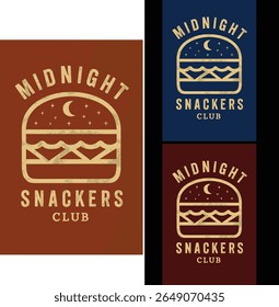 Vintage Midnight Snackers Logo Design with Retro Style Poster