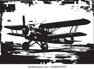 Vintage military aircraft, grunge background texture.