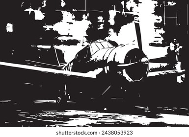 Vintage military aircraft, grunge background texture.