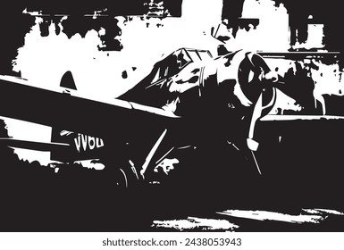 Vintage military aircraft, grunge background texture.