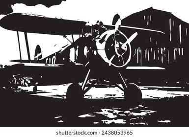 Vintage military aircraft, grunge background texture.