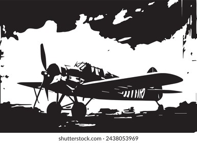 Vintage military aircraft, grunge background texture.