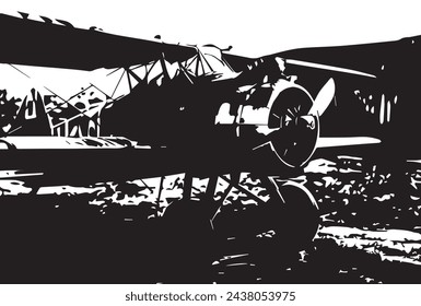 Vintage military aircraft, grunge background texture.