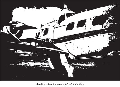 Vintage military aircraft on a grunge background