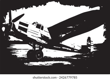 Vintage military aircraft on a grunge background