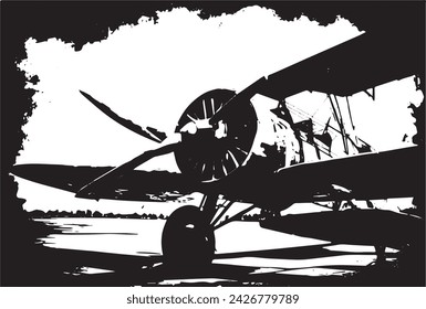 Vintage military aircraft on a grunge background