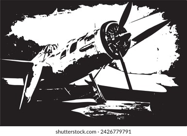 Vintage military aircraft on a grunge background