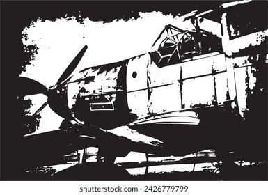 Vintage military aircraft on a grunge background