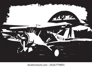 Vintage military aircraft on a grunge background