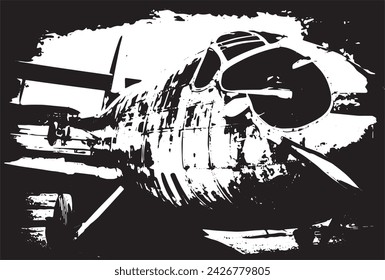 Vintage military aircraft on a grunge background