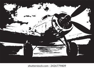 Vintage military aircraft on a grunge background