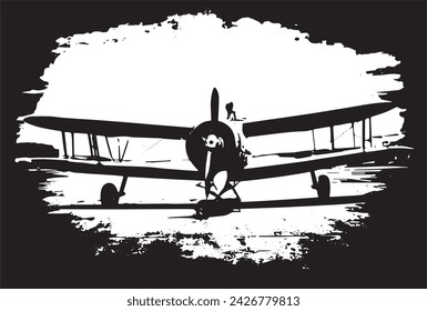 Vintage military aircraft on a grunge background