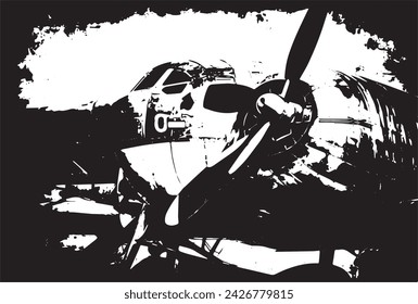 Vintage military aircraft on a grunge background