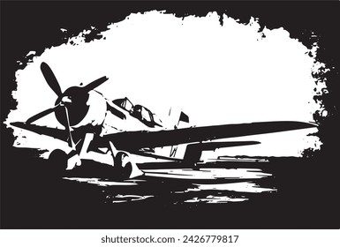 Vintage military aircraft on a grunge background