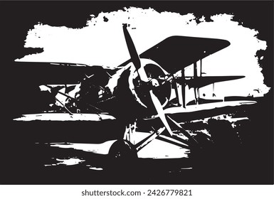 Vintage military aircraft on a grunge background