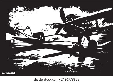 Vintage military aircraft on a grunge background