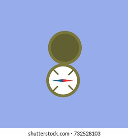Vintage military compass in blue background