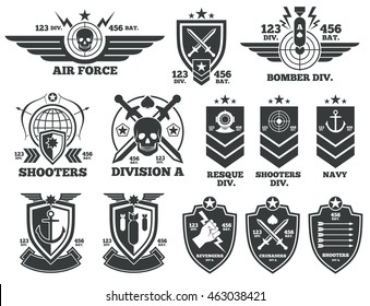 Vintage military vector labels and patches