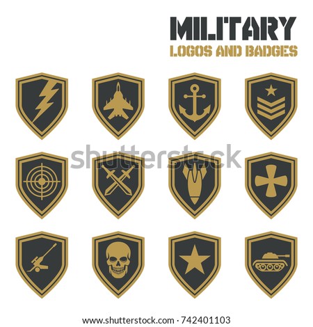vintage military vector labels patches vector のベクター画像素材