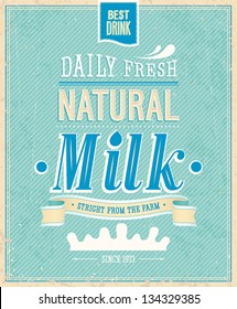 Vintage Milk card. Vector illustration.