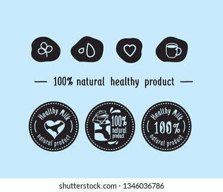 Vintage milk icon set. Vector image