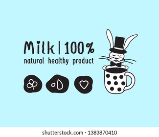 Vintage milk icon set. Vector image