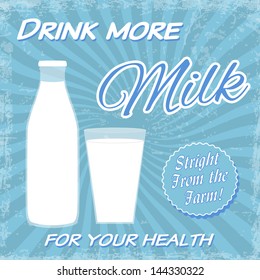 Vintage milk poster template, vector illustration
