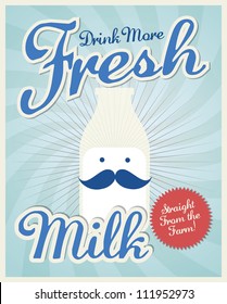 vintage milk poster template vector/illustration