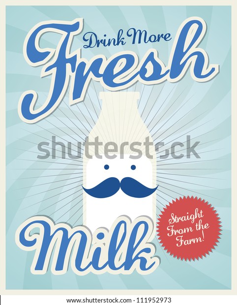 Vintage Milk Poster Template Vectorillustration Stock Vector (Royalty ...