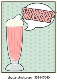 Vintage Milkshake Poster, Illustration In Vector Format