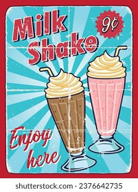 Vintage milkshake sale decorative poster.